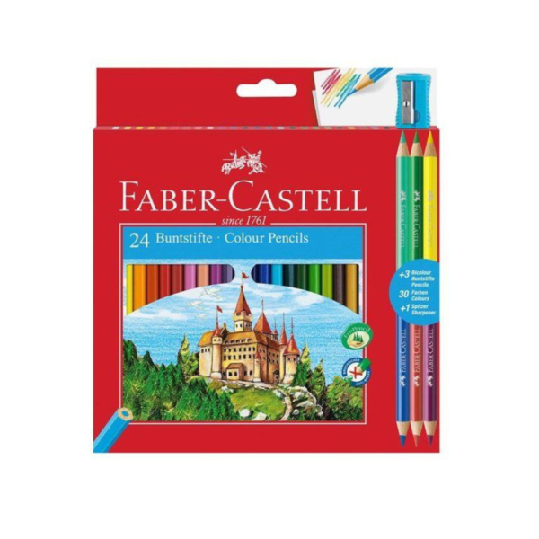 FABER-CASTELL - School Set Matite colorate 24+3 bicolor+1 tempera matite