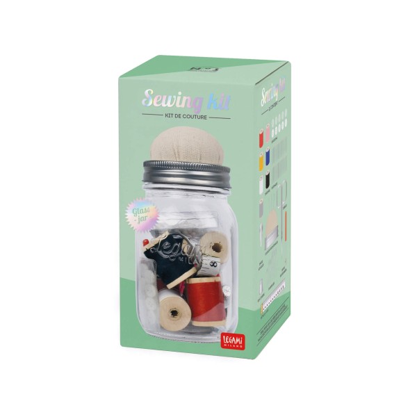Kit De Couture Legami Dans Bocal En Verre Rétro - Multicolore, Nombreux Accessoires - Pour Débutants Et Experts