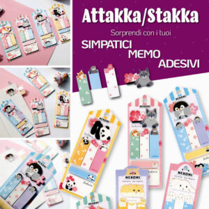 AKENA - Simpatici Memo Adesivi Attakka/Stakka Nekoni