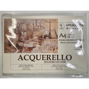 AMATRUDA - La Carta di Amalfi Album Acquerello A4 12 fogli avorio bordo intonso 100% cotone 340 gr grana fine