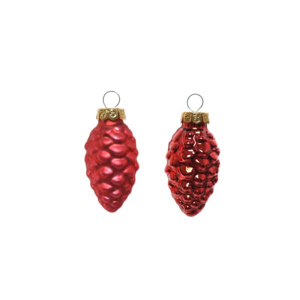 DECORIS - Palline a forma di pigna in vetro rosse 12 pezzi