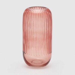 EDG - Vaso cilindrico righe in vetro rosa