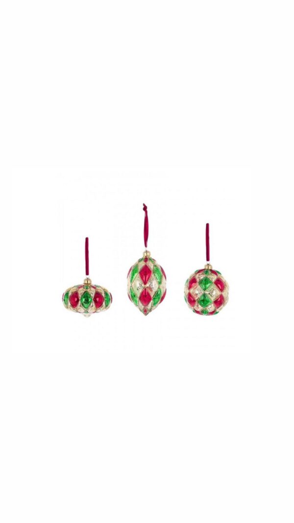 BLANC MARICLO' - decorazione sfera con rombi 10 Cm