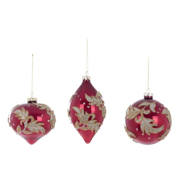 BLANC MARICLO' - sfera rossa in vetro con decori in rilievo glitterati
