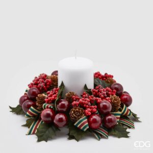 EDG - Corona girocandela agrifoglio con nastro d.21