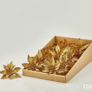 EDG - Decoro stella di natale glitter oro con clip d.12