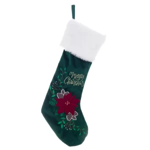 BLANC MARICLO' - Calza in velluto verde con agrifoglio H 37