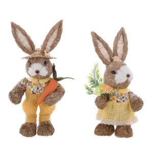 BLANC MARICLO' - Coniglietti pasquali di paglia Lui & Lei Dorabella h. 30 cm