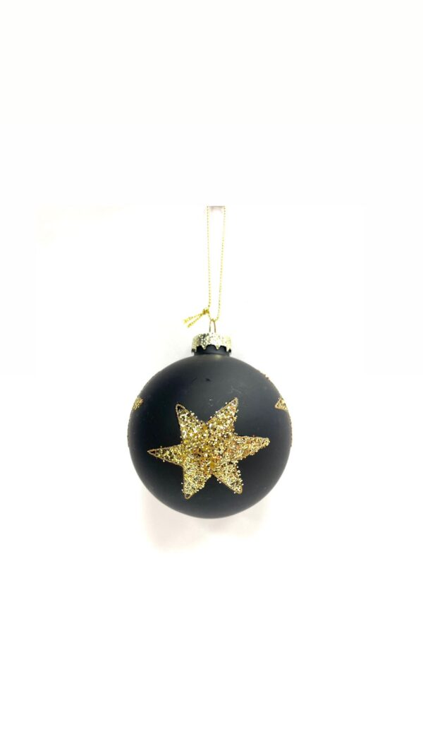 HOUSE OF SEASONS - pallina nera con stelle oro in vetro