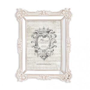 BLANC MARICLO' - Portafoto anticato in resina con ornamenti e inserti a specchio 10x15 cm