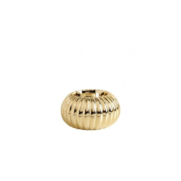 MATHILDE M. - Porta candela medio in ceramica rigata oro