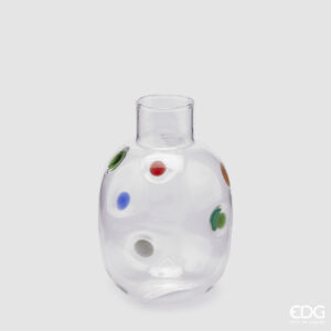 EDG - Vaso in vetro trasparente con pois colorati misura H.17 x D.12 cm