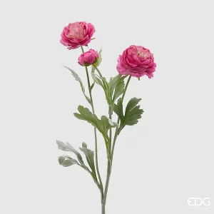 EDG - Enzo de Gasperi Ramo Ranuncolo fucsia artificiale con foglie H50 cm