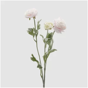 EDG - Enzo de Gasperi Ramo Ranuncolo rosa chiaro artificiale con foglie H50 cm