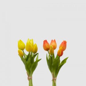 EDG - Fiore artificiale Mazzo di tulipani gialli/ arancio h28cm