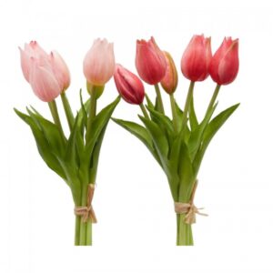EDG - Fiore artificiale Mazzo di tulipani Rosa/Fucsia h28cm