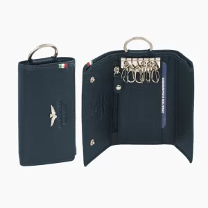 AERONAUTICA MILITARE – Flag portachiavi in pelle con anelli blu