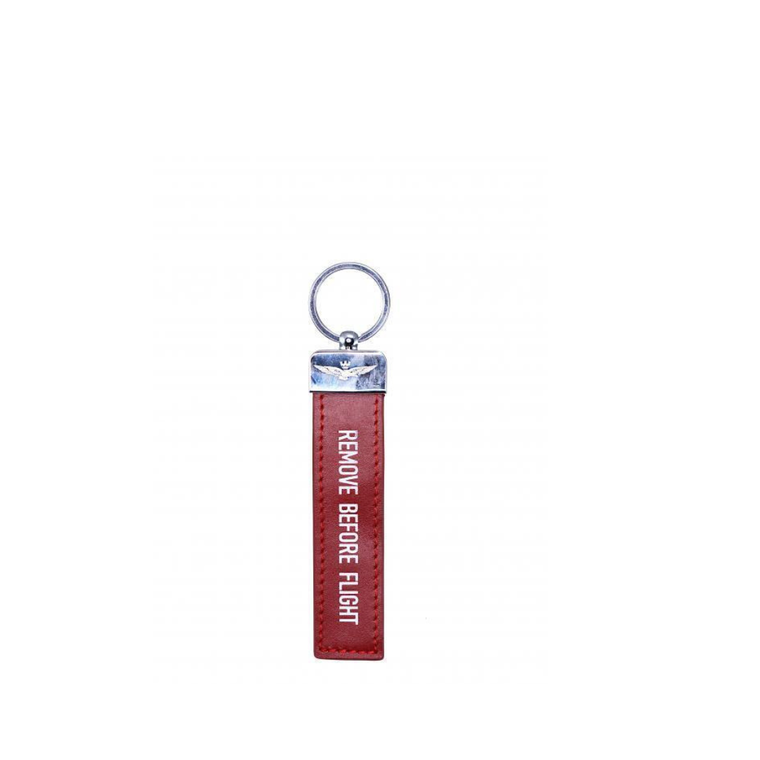 AERONAUTICA MILITARE - Portachiavi con anello pelle rossa