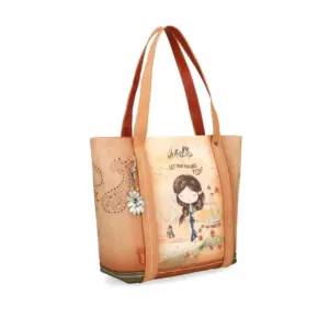 ANEKKE - Borsa due manici Peace & Love Camel