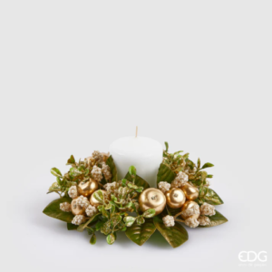 EDG - Corona porta candela mele e foglie diam.16 cm