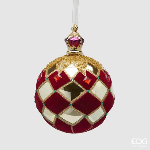 EDG - Addobbo natalizio per albero Palla Rombi velluto d.12 cm