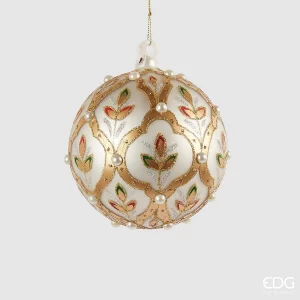 EDG - Pallina in Vetro Fiori White Gold piccola