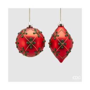 EDG - Pallina in Vetro Rosso decorate 10cm