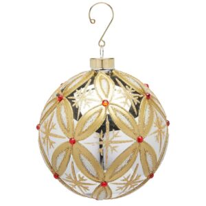EDG - Pallina in vetro argento con rubini d12cm
