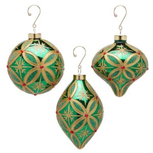 EDG - Pallina in vetro verde con rubini