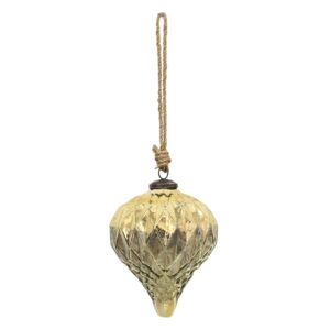 CLAYRE & EEF - Palla di Natale Pigna in vetro oro con corda diam.13 cm 13x15