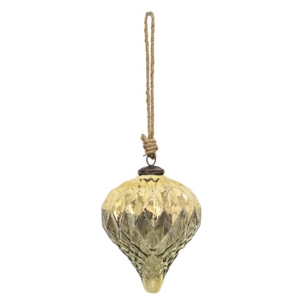 CLAYRE & EEF - Palla di Natale Pigna in vetro oro con corda diam.13 cm 13x15
