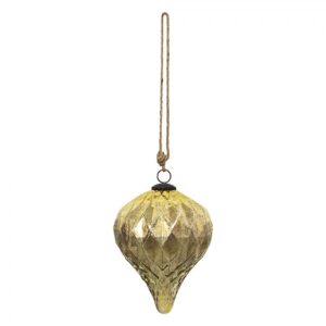 CLAYRE & EEF - Palla di Natale Pigna in vetro oro con corda diam.16 cm