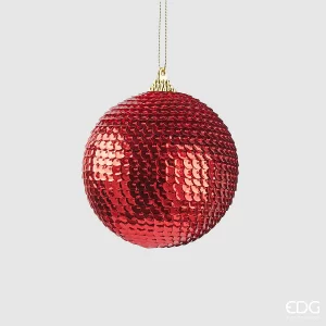 EDG - Addobbo Natale Palla Squame D 8 Cm Rosso