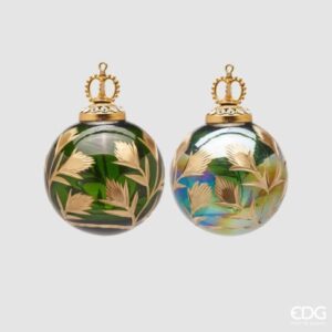 EDG - Palla Vetro Fiori D7,5 Cm Green Gold