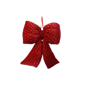 DECORIS - Fiocco in velluto rosso e paillettes oro 5x20x21cm