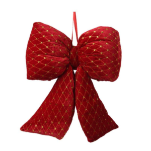 DECORIS - Fiocco in velluto rosso e paillettes oro 11x33x37 cm