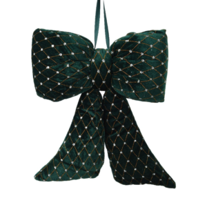 DECORIS - Fiocco in velluto verde e paillettes oro 11x33x37 cm