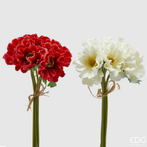 EDG - Papavero bouquet 5 rami con foglie H 34 Cm rosso o bianco
