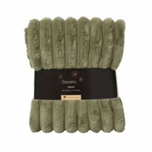 DECORIS - Coperta a Righe Verde Salvia 170x130 cm