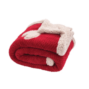 DECORIS - Plaid con ricamo a rombi rosso e cuore crema 130x150 cm