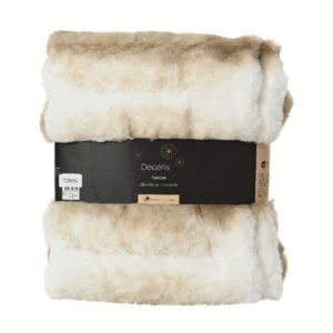 DECORIS - Plaid con fantasia color crema e marrone 130x170