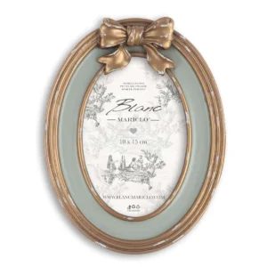 BLANC MARICLO' - Cornice con fiocco in resina anticato "Amor Et Memoria" 16x 2x h21 cm