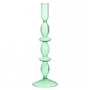 BLANC MARICLO - Porta Candela Vetro Verde h 31 cm
