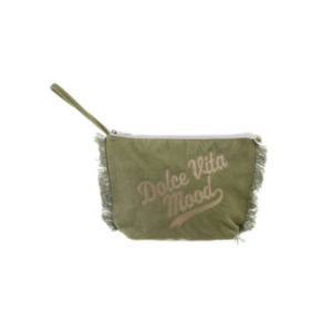 BLANC MARICLO - Pochette da Mare in cotone Verde 20X30X9 cm