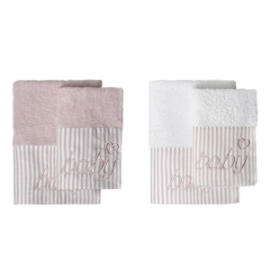 BLANC MARICLO - Coppia Asciugamani Baby Rosa 40×60+60×110 - 2 varianti