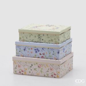EDG - Set 3 scatole rettangolari in cartone FlowerMix