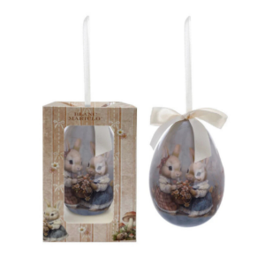 BLANC MARICLO - Uovo Decorativo "Dolci Conigliette" - 8 cm
