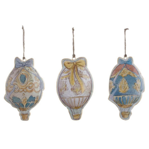 BLANC MARICLO - Decorazione Mongolfiera Metallo "Rococo" - 10×16 cm