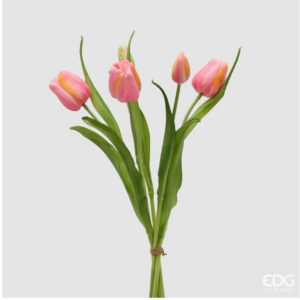 EDG - Bouquete Tulipano Chiuso con Bocciolo Rosa Antico - H 40cm