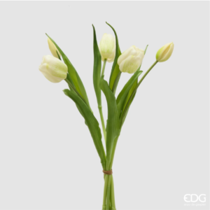 EDG - Bouquete Tulipano Chiuso con Bocciolo Bianco - H 40cm